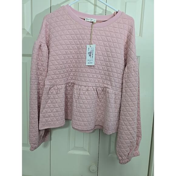 new in Tops - Mean Girls Look Quilted Blush Babydoll Pullover Textured Size Large